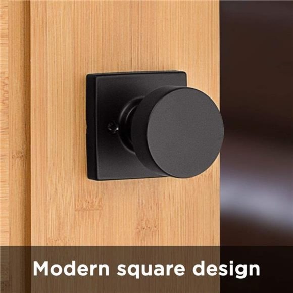 Pismo Passage Square Modern Door Knob, Matte Black - Picture 4 of 6
